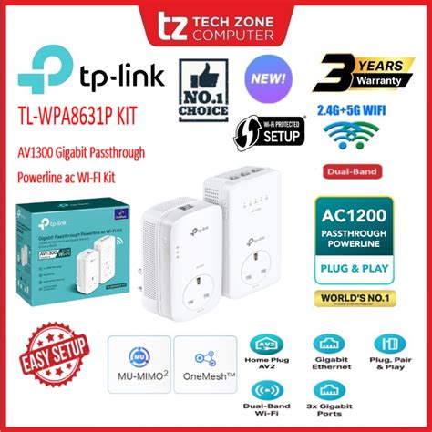 Tp Link Tl Wpa P Kit Av Gigabit Passthrough Powerline Ac Wi Fi