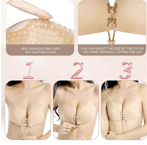 Cmojsk Sticky Bra Backless Strapless Bra Push Up Adhesive Invisible