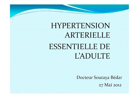 Pdf Hypertension Arterielle Essentielle De Ladulte Hrcv Hta Blouse