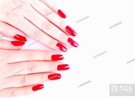 Manicure Beautiful Manicured Woman S Hands With Red Nail Polish