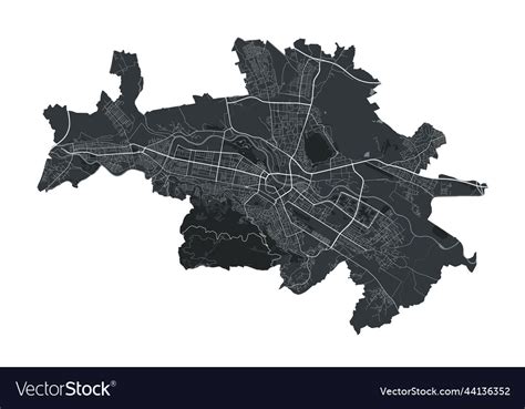 Skopje map detailed black map of skopje city Vector Image