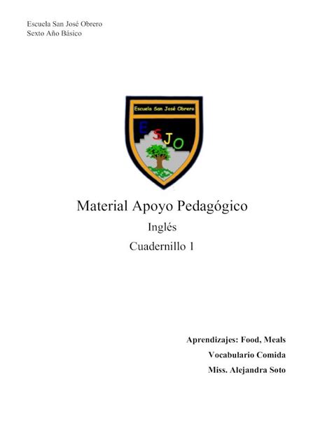 Pdf Cuadernillo 1 Inglés Material Apoyo Pedagógico 6 Pdf · Escuela San José Obrero Sexto Año