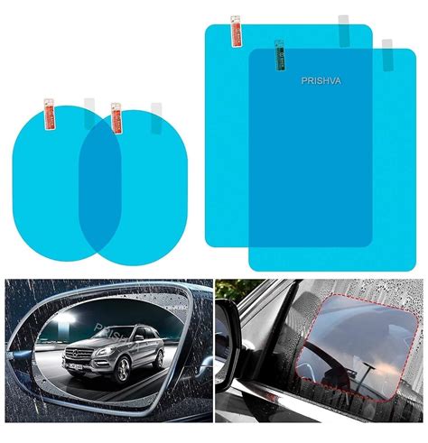 Prishva Car Mirror Waterproof Film Anti Fog Pack Of For Car Side