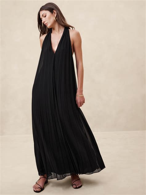 Banana Republic Odetta Pleated Maxi Dress International Shipping