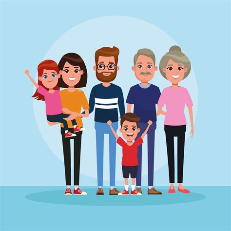 Family with kids cartoon 654508 Vector Art at Vecteezy