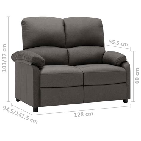 2 Sitzer Sofa Verstellbar Dunkelgrau Stoff Weddig