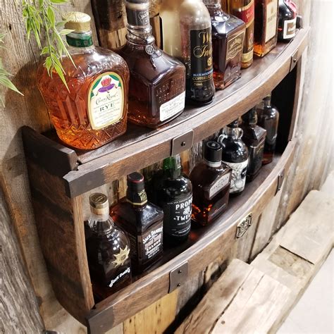 Whiskey Barrel Shelve Display Whiskey Liquor Rack Liquor Cabinet The Living Barrel