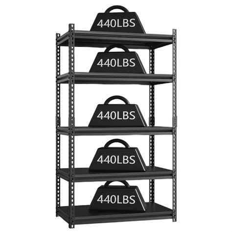 MOPHOTO 47L x 16W x 72H Adjustable Garage Shelving Heavy Duty, Metal ...