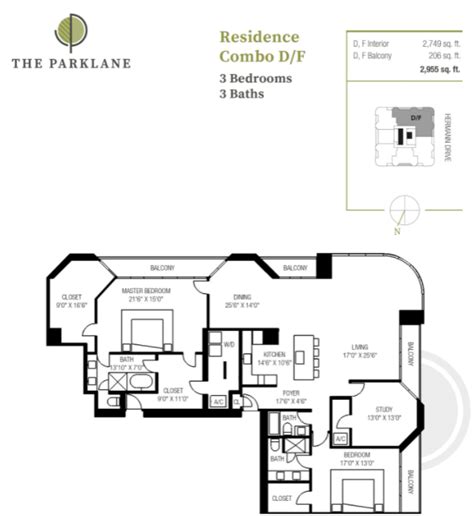 Luxury Houston High Rise Combination Floor Plans at The Parklane - The ...