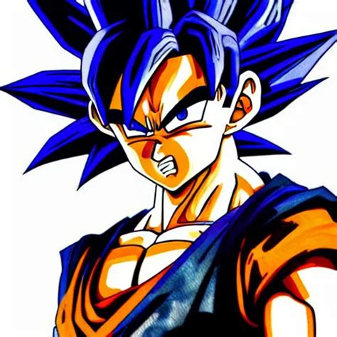 Goku Portrait Ultra Wide Angle By Yoji Shinkawa And Stable Diffusion