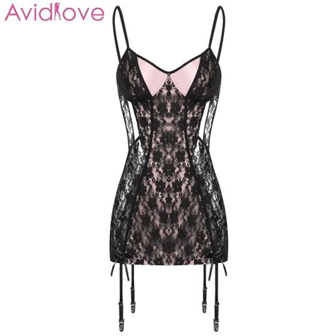 Avidlove Women Sexy Lingerie Sleepwear Spaghetti Strap Lace Patchwork