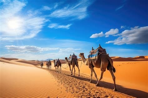 Premium Photo | Camel caravan in the desert