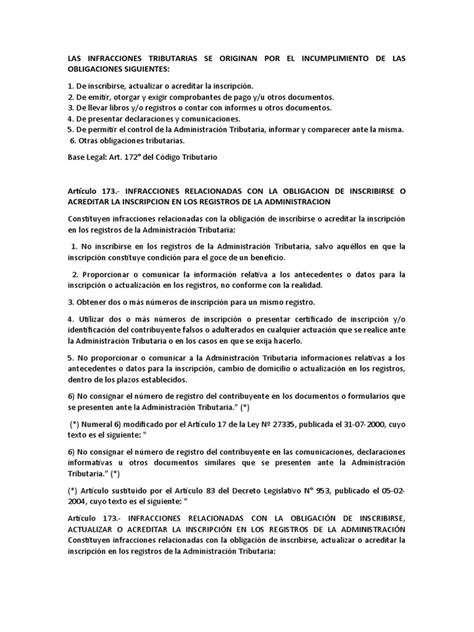 Tipos De Infracciones Pdf