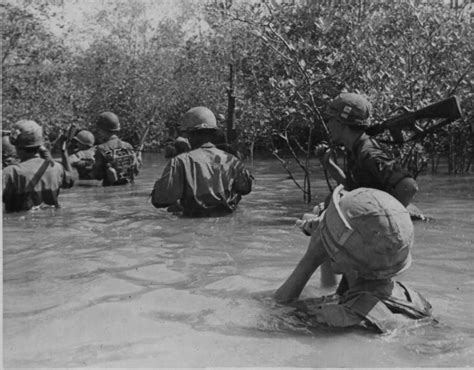 Members Of Company B 3rd Battalion 60th Infantry 9th Infantry Division Cross A Deep Stream