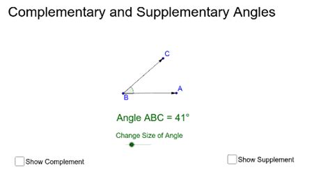 Complementary And Supplementary Angles Geogebra