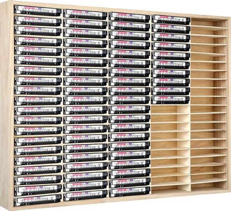 Beeveer 100 Slot Cassette Tape Storage Audio Tape Organizer Cassette Rack Solid Wood