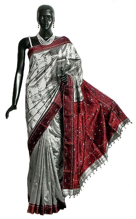 Grey Assam Silk Saree With Gorgeous Border And Pallu