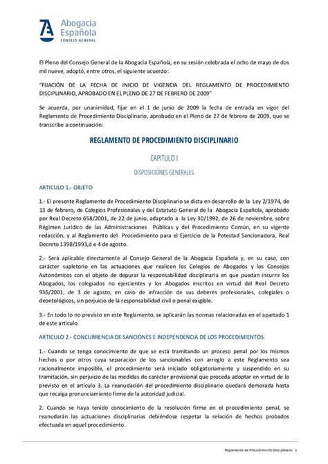 Reglamento De Procedimiento Disciplinario Juspedia