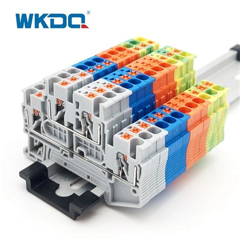 China Push In Connection Feed Through Din Rail Mount Terminal Block IEC