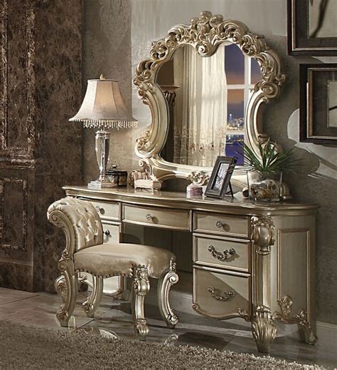 Acme Pc Vendome Gold Patina Finish Wood Bedroom Make Up