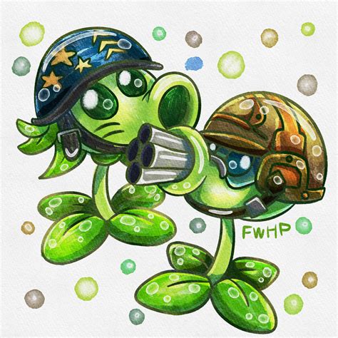 Watercolor Style Gatling Pea R PlantsVSZombies