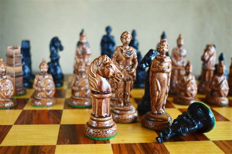 Vintage Chess Pieces Large Antique Wooden Board and Plastic - Etsy