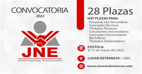 Convocatoria Jne Cas Plazas Administraci N Archivo Ciencias