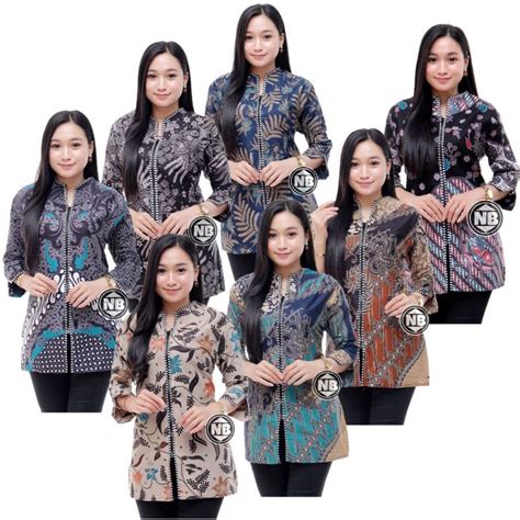 Jual Blouse Batik Wanita Modern Atasan Baju Batik Wanita Seragam Kerja