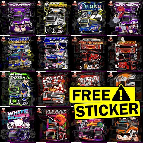 Jual Free Stickercetak Sticker Isi 45 Bus Telolet Basuri Anti Air