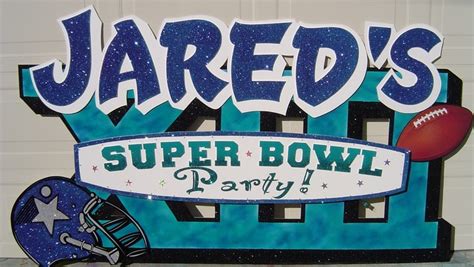 Super Bowl Party Sign | Sports themed party decorations, Sports themed ...