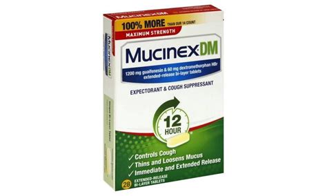 Mucinex Dm Maximum Strength 12 Hour Expectorant And Cough Suppressant Tablets 28 Count 28 Ct