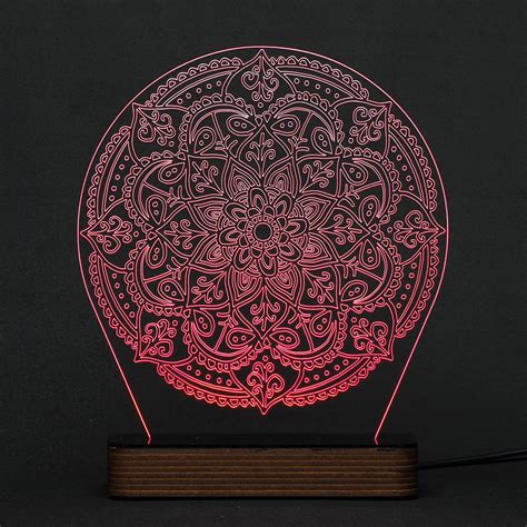 Abajur Led Acrílico gravado a laser Mandala A Elo7