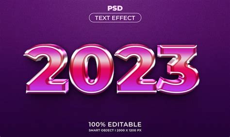 Feliz año nuevo 2023 3d efecto de texto editable psd premium con fondo