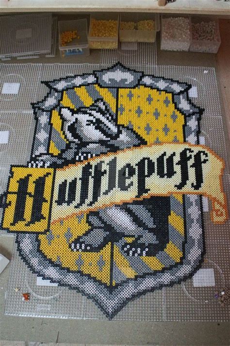 Hufflepuff House Emblem In Perler Harry Potter Perler Beads Perler