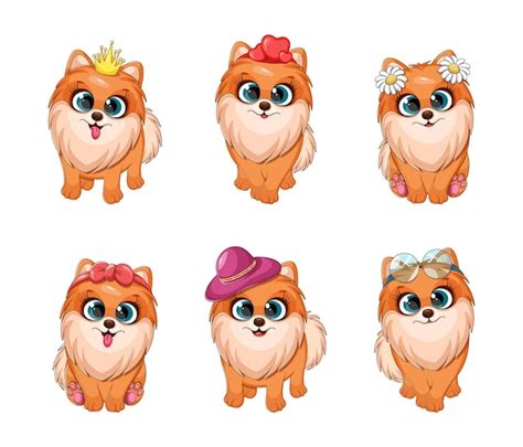 Premium Vector Collection Of Cute Dogs Cartoon Pomeranian Spitz