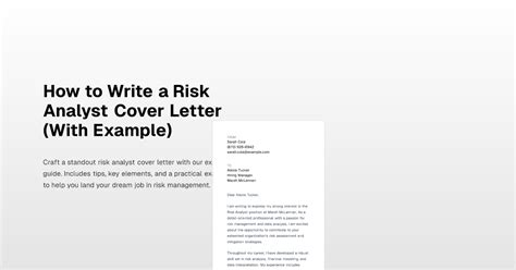 How To Write A Risk Analyst Cover Letter With Example