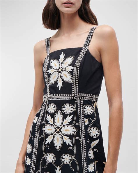 Figue Miriana Floral Embroidered Midi Dress Neiman Marcus