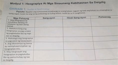 Modyul Heograpiya At Mga Sinaunang Studyx