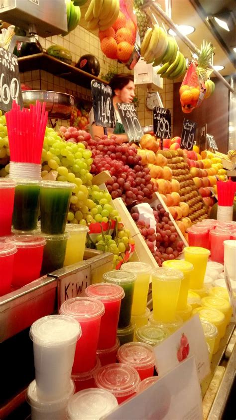 Mercado De La Boqueria The Fruit Stalls Throughout The Market Sell