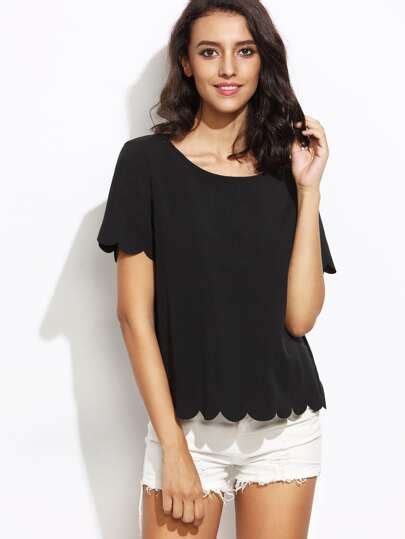 Scallop Hem Top Sheinsheinside