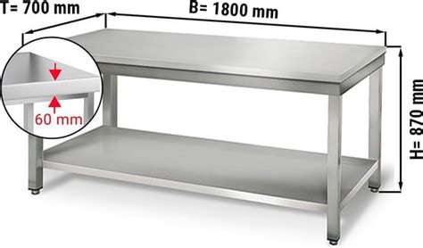 Rvs Werktafel Eco X Mm Met Bodemplaat Ggm Gastro Bol