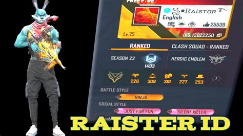 Raister Id Number Raistar Uid Free Fire Raister Profile In Free