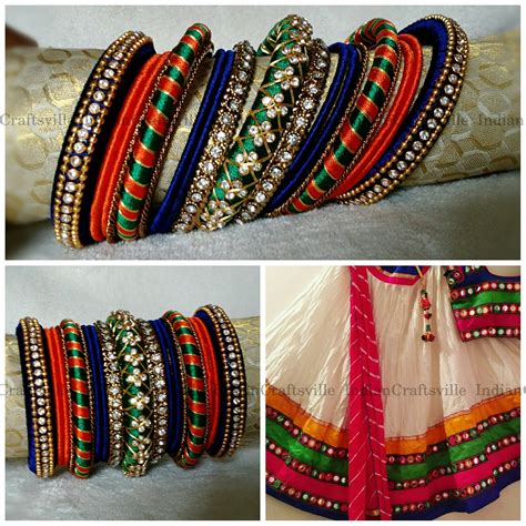 Silk Thread Bangles Indian Bridal Bangle Set Indian Garba Etsy