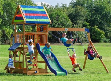 Backyard Swing Set Cedar Wooden Slide Sand Box