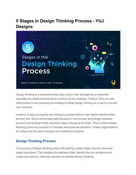 Ppt 5 Stages In Design Thinking Process Yuj Designs Powerpoint