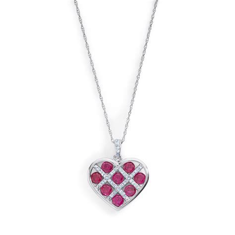 Lab Created Ruby And White Sapphire Sterling Silver Lattice Heart Pendant