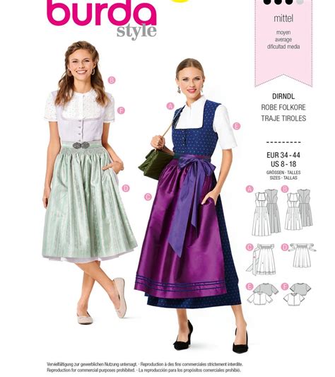 Burda Sewing Pattern Misses German Fest Folklore Bavarian Costume