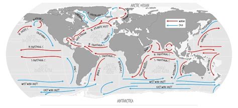 Free Vector | The ocean current world map with names