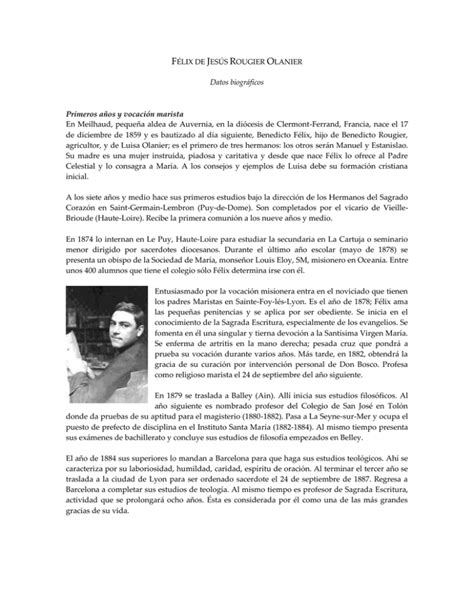 FÉLIX DE JESÚS ROUGIER OLANIER Datos biográficos Primeros