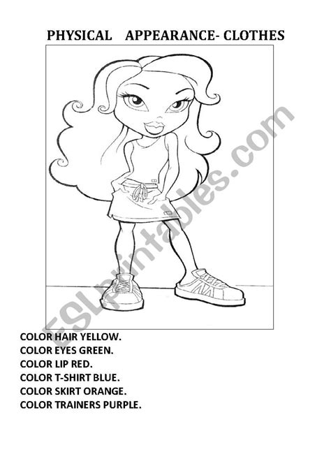 COLORING PHYSICAL APPEARANCE AND CLOTHES - ESL worksheet by loris